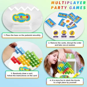 48PCS Tetra Tower Fun Balance Stacking Building Blocks Board Game for Kids Adults Friends Team Family Game Night and Partie Gift