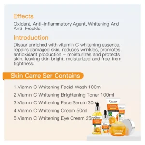 Disaar Vitamin C Facial Whitening Care Set Face Cleanser Fade Dark Circles Eye Cream Essence Lighten Spots VC Brightening Care