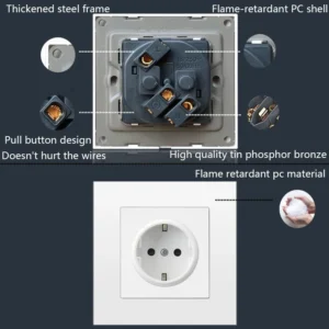 EU Standard Double USB Wall Power Socket,Electrical Socket Wall Plug with Type-c Usb Fast Charing Port 16A PC Panel Outlet 220V