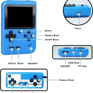 Mini Retro Handheld Game Console Built-in 400 FC Games with Portable Case 3.0 Inch LCD Screen Video Game Player Kids Boys Gift